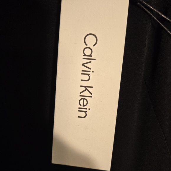 Calvin Klein Long Black Sleeved Turtle Neck Dress with Vegan Leather skirt Sz 2 - Picture 3 of 11